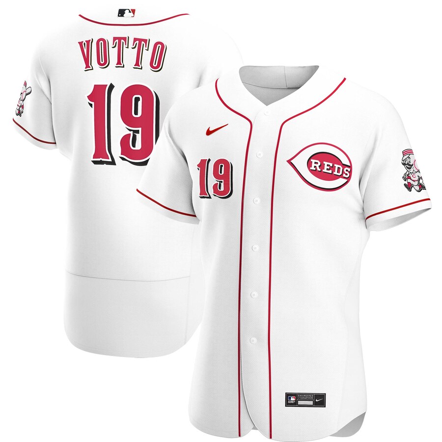 Cincinnati Reds #19 Joey Votto Men Nike White Home 2020 Authentic Player MLB Jersey